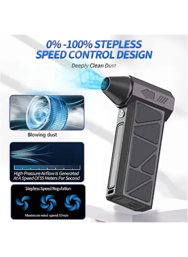 TEGRILO Cordless Handheld Air Blower With Vaccum Suction, High Speed 130000RPM Jet Fan Mini Blower, 4 Speed Adjustable Wind Power, LED Turbo Jet Dry Blower for Keyboard Computer Car Outdoor Home - Image 5